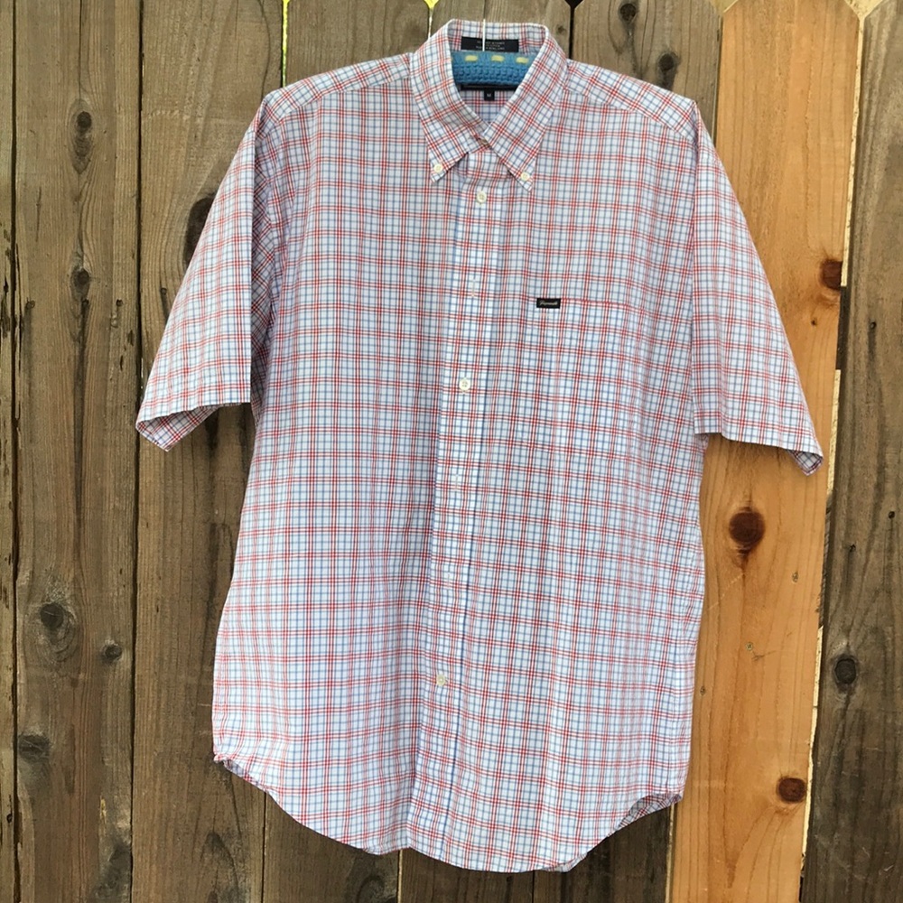 Red white & blue short sleeve Faconnable shirt.